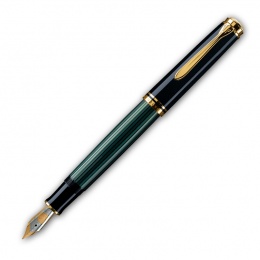 Pelikan Souverän M800 Kolbenfüllhalter Schwarz - Grün M   - Medium 