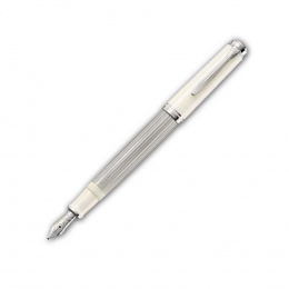 Pelikan Souverän M405 Silber-Weiss Kolbenfüllhalter 