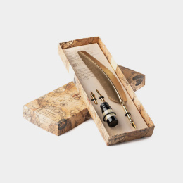 Goldenes Dallaiti Kalligraphie-Set mit Tusche 