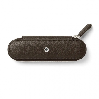 Graf von Faber-Castell Leder Cashmere Reißverschluss-Etui für 2 Schreibgeräte Dunkelbraun