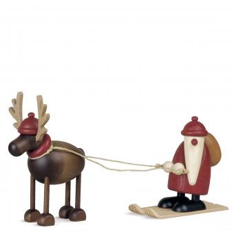 Köhler Rentier Rudolf mit Weihnachtsmann auf Ski, klein