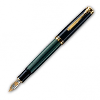 Pelikan Souverän M800 Kolbenfüllhalter Schwarz - Grün M   - Medium 