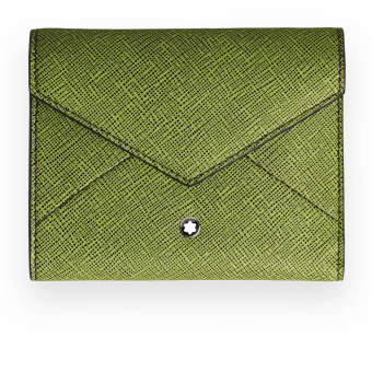 Montblanc Sartorial Leder Trio Brieftasche 6cc Lindgrün/Cassis