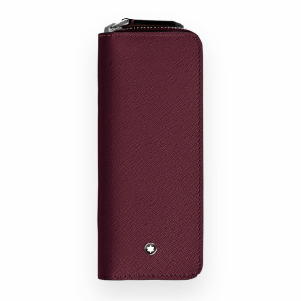 Montblanc Sartorial Leather Case for 2 Writing Instruments with Zip Cassis