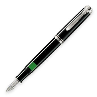 Pelikan Souverän M405 Kolbenfüllhalter Schwarz-Silber