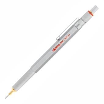Rotring 800 Feinminenstift mit Drehmechanik und vollversenkbarer Spitze silber