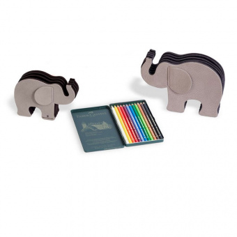 Graf von Faber-Castell Elefant-Stifteköcher aus grauem Nubukleder
