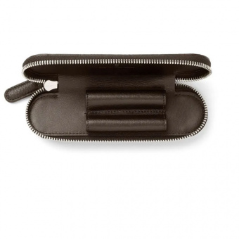 Graf von Faber-Castell Leder Cashmere Reißverschluss-Etui für 2 Schreibgeräte Dunkelbraun