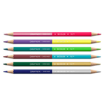 Caran d´Ache Claim your Style Edition 5 Set 6 Holzfarbstifte neon-metallic + Malblock 