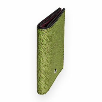 Montblanc Sartorial Leder Mini-Brieftasche 4cc Lindgrün/Cassis 