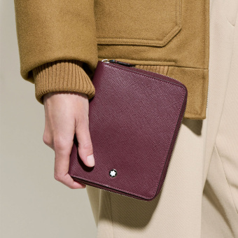 Montblanc Sartorial Leder Etui für 5 Schreibgeräte mit Reissverschluss Cassis