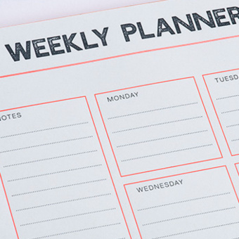Gmund Letterpress Weekly Planner - Neon orange/blau