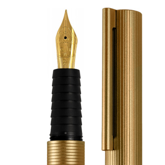 Otto Hutt design 08 Faden-Guillochierung Matt Gelbgold Kolbenfüllhalter 