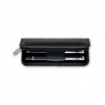 Genarbtes Leder-Etui schwarz, TGX2E, für zwei Schreibgeräte
