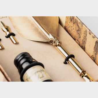 Goldenes Dallaiti Kalligraphie-Set mit Tusche 