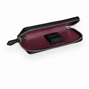 Montblanc Sartorial Leder Etui für 2 Schreibgeräte mit Reissverschluss Lindgrün/Cassis