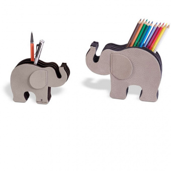 Graf von Faber-Castell Elefant-Stifteköcher aus grauem Nubukleder