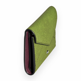 Montblanc Sartorial Leder Trio Brieftasche 6cc Lindgrün/Cassis