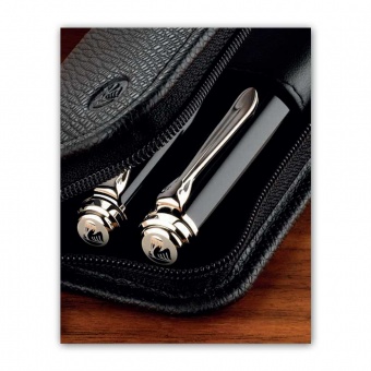 Genarbtes Leder-Etui schwarz, TGX2E, für zwei Schreibgeräte