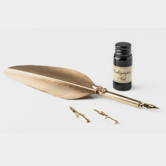 Goldenes Dallaiti Kalligraphie-Set mit Tusche 