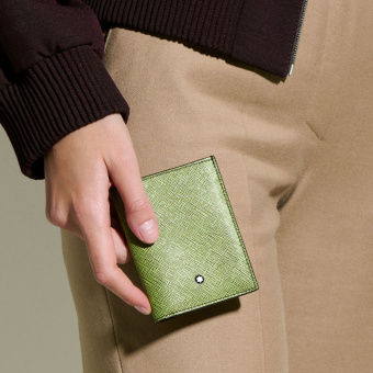 Montblanc Sartorial Leder Mini-Brieftasche 4cc Lindgrün/Cassis 