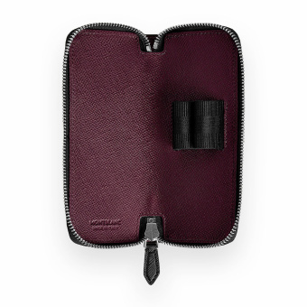 Montblanc Sartorial Leder Etui für 2 Schreibgeräte mit Reissverschluss Lindgrün/Cassis